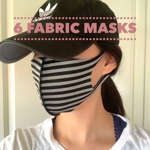 6 Striped Fabric Face Masks Adult Unisex